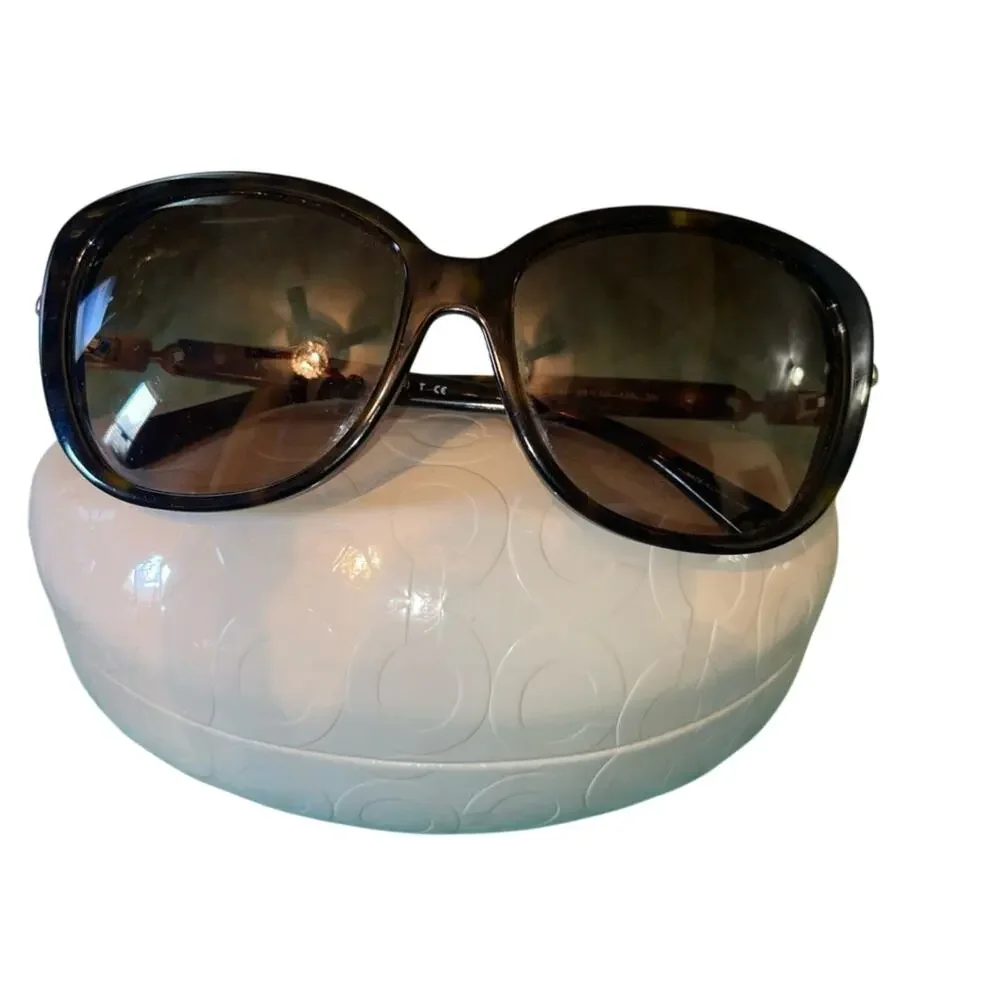 Coach Dark Tortoise Sunglasses HC8164 L953 Bundle w Case & Dust Bag GUC